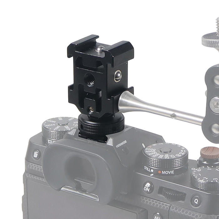 Triple Hot Cold Shoe Mount Adapter 1/4  Holes Holder for Nikon Canon DSLR Tripod Microphone Lights Audio Recorder Stand Bracket