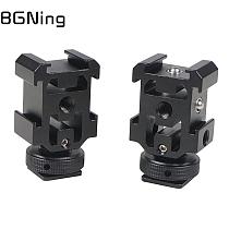 Triple Hot Cold Shoe Mount Adapter 1/4  Holes Holder for Nikon Canon DSLR Tripod Microphone Lights Audio Recorder Stand Bracket