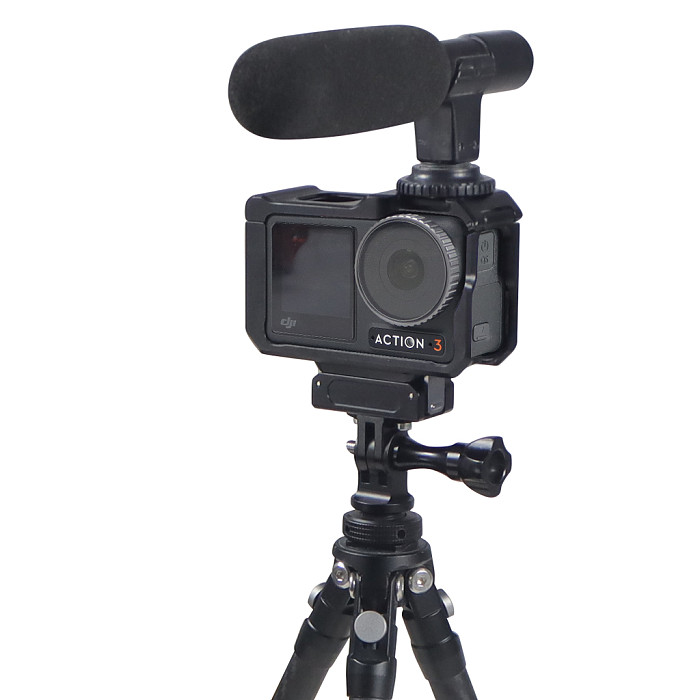 For DJI Action 5pro OSMO Action 3 Camera Cage Protective Case Cage w Cold shoe Arri Hole Quick Release Frame Action Camera Accessories