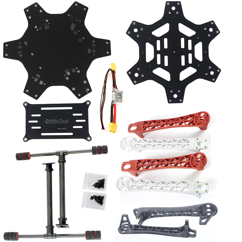 QWinOut F550 Drone Frame Kit 550mm Wheelbase 6-axle Quadcopter Airframe Kit with Landing Skid Gear Power Module for DIY Drone