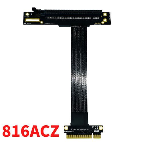 PCIE 4.0 X8 to X16 High-speed Extension Cable Silver Plated Cable GEN4 Lossless PCIe 8x Right Angle 90 Degrees