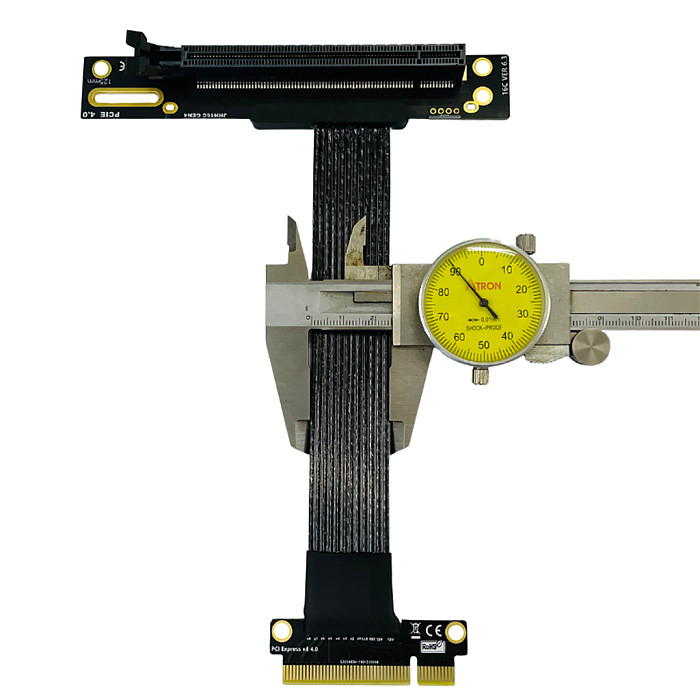 PCIE 4.0 X8 to X16 High-speed Extension Cable Silver Plated Cable GEN4 Lossless PCIe 8x Right Angle 90 Degrees