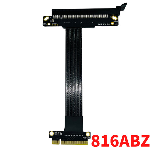 PCIE 4.0 X8 to X16 High-Speed Extension Cable Silver Plated Cable GEN4 Lossless PCIe 8x Flat 180 Degrees 816ABZ