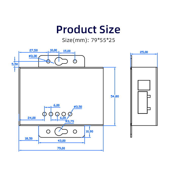 HF5111S Small Size RJ45 RS458 Serial To Ethernet Free RTOS Serial Port Transmission Converter Serial Server