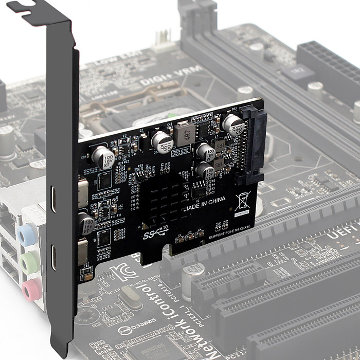 PCI-E PCI Express 4X to USB 3.1 Gen 2 (10 Gbps) 2-Port Type C Expansion Card ASM3142 Chip 15-Pin Connector for Windows/Linux
