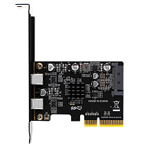 PCI-E PCI Express 4X to USB 3.1 Gen 2 (10 Gbps) 2-Port Type C Expansion Card ASM3142 Chip 15-Pin Connector for Windows/Linux