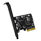 PCI-E PCI Express 4X to USB 3.1 Gen 2 (10 Gbps) 2-Port Type C Expansion Card ASM3142 Chip 15-Pin Connector for Windows/Linux