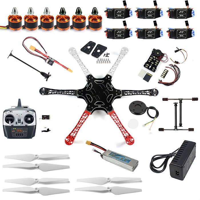 DIY F550 550mm 6-Axle RC Hexacopter Drone 3-4S with 2212 920KV CW CCW Brushless Motor 3S 9443 Propeller T8FB Remote Controller