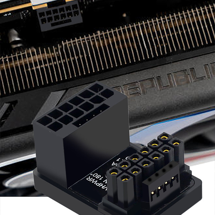 GPU PCIe5.0 12+4 16Pin Male to Female 180 Degree Angle Connector Power Adapter Board 12VHPWR for Desktops Graphics Card