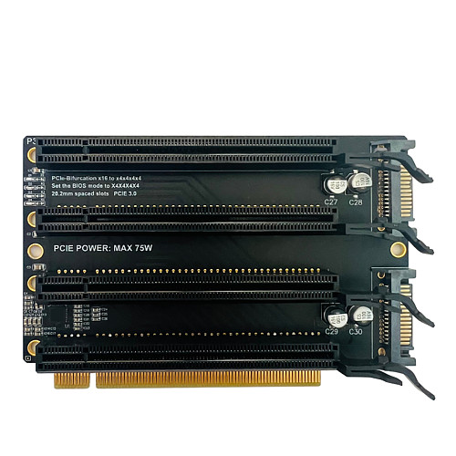 JHHP3A PCIe3.0x16 One Turn Four Split Card Gen3 Expansion Card X4X4X4X4 Transfer Card 1 turn 4 Slot