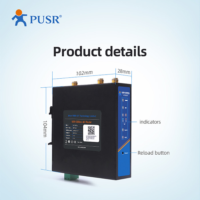 USR-G806w EMEA/Southeast Asia/Latin/Australia 2G/3G/4G Network with Sim Card Industrial WiFi Enhanced lte Cellular 4G Router