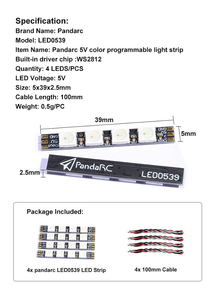 LED lights RGB programmable high brightness strip for / F3 / F4 flight control