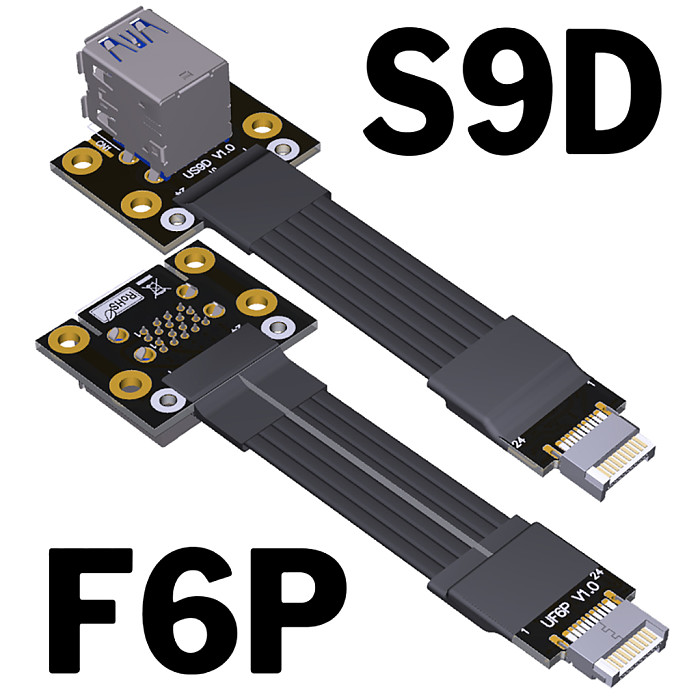 Dual USB-A 3.0 Female Socket to Type-E Key-B Internal 20P Male Adapter Cable Type-c Front Panel Key-B USB Extension Cable 5G/bps