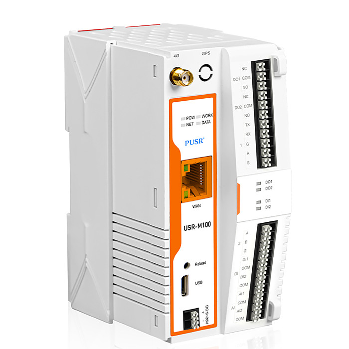 DIN Rail Modbus Gateway with RS485 RS232 USR-M100 Ethernet Version Remote IO MQTT SSL/TLS Edge Computing Gateway Intelligent IoT