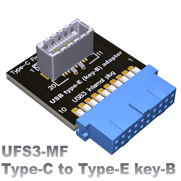 USB 3.0 19PIN to TYPE-E Adapter Card Type-C Front Panel Key-B Connector 5G/bps for PC Computer Motherboards with 19PIN Interface