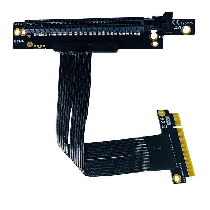 High Speed PCIE 4.0 X8 to X16 Extension Cable Silver-plated Cable Lossless PCI-E 8x GEN4 270 Degree Reverse Right Angle 16GB\S