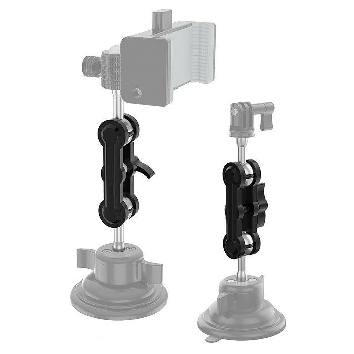 Aluminum Magic Arm Dual 1/4  Ball Head Mount 125mm Black for Canon Nikon DSLR Camera Cage Rig LCD Monitor LED Flash Ring Light Bracket
