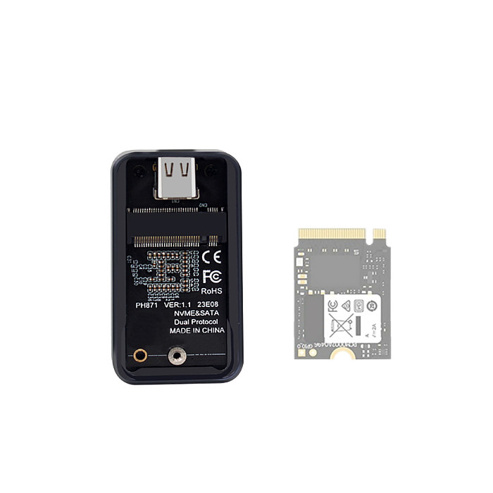 M.2 for NVMe External Enclosure Type-C USB3.1 Mobile Hard Disk Box Gen2 10Gbps SSD Case Dual Protocol Hard Disk Box for SSD 2230