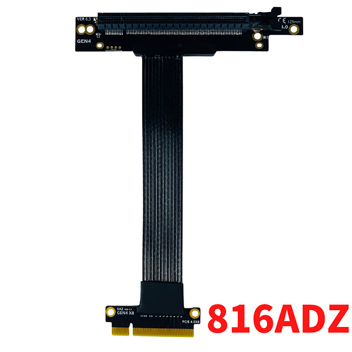 High Speed PCIE 4.0 X8 to X16 Extension Cable Silver-plated Cable Lossless PCI-E 8x GEN4 270 Degree Reverse Right Angle 16GB\S