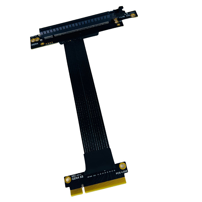 High Speed PCIE 4.0 X8 to X16 Extension Cable Silver-plated Cable Lossless PCI-E 8x GEN4 270 Degree Reverse Right Angle 16GB\S