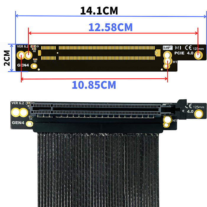 Extension Cord PCI-E 4.0 X16 Graphics Card GPU Extension Cable 270 Degree Reverse 32GB\S GEN4 Adapter Cable for NZXT H1 Chassis