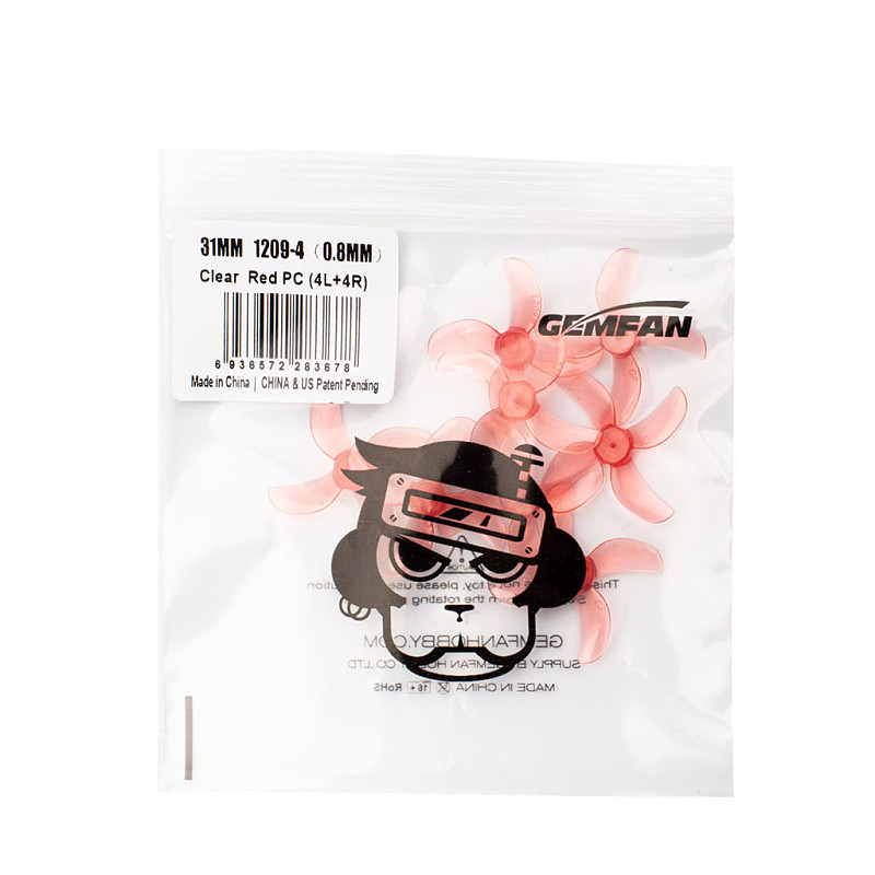 4-pair (GEMFAN) 1208-3Blades/1209-4Blades CW CCW  PC Propeller 31MM Aperture 0.8/1/1.5mm For FPV Crossing Machine Accessories