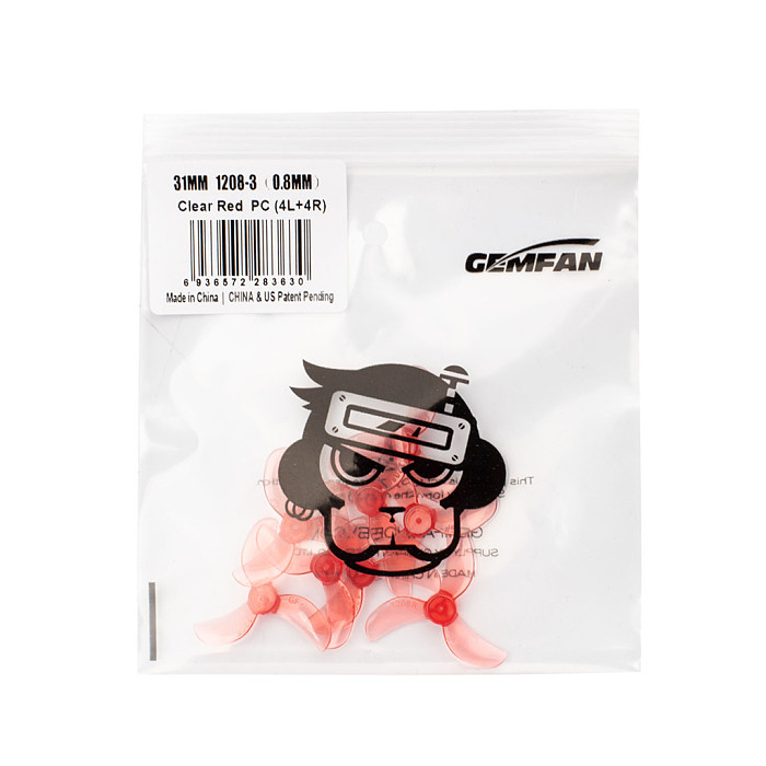 4-pair (GEMFAN) 1208-3Blades/1209-4Blades CW CCW  PC Propeller 31MM Aperture 0.8/1/1.5mm For FPV Crossing Machine Accessories