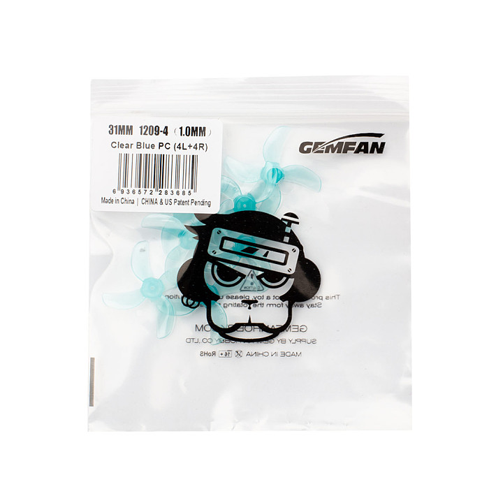 4-pair (GEMFAN) 1208-3Blades/1209-4Blades CW CCW  PC Propeller 31MM Aperture 0.8/1/1.5mm For FPV Crossing Machine Accessories