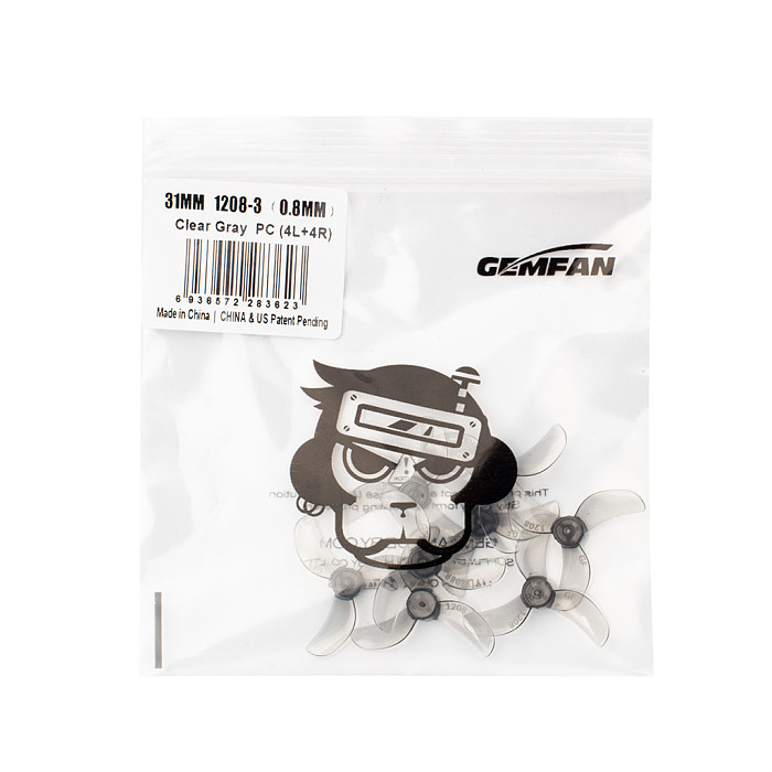 4-pair (GEMFAN) 1208-3Blades/1209-4Blades CW CCW  PC Propeller 31MM Aperture 0.8/1/1.5mm For FPV Crossing Machine Accessories