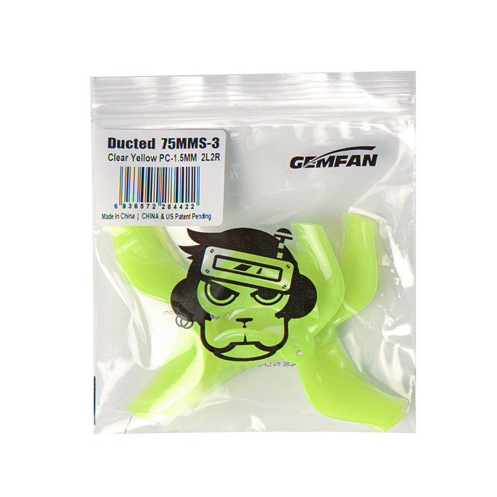 (GEMFAN)  2 Pairs Of Propellers D75S Three Hole 1.5mm PC 3 blades  2cw 2ccw For 1804-2204 Motors