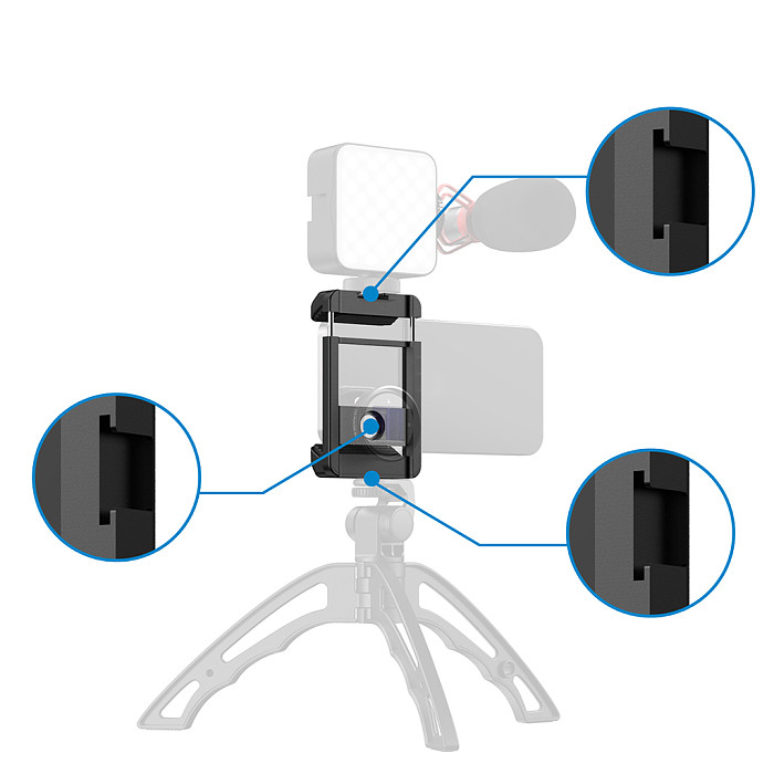Metal Handheld Photography Multifunctional Rabbit Cage Cold Shoe Expansion External Lens One Word Mobile Phone Clip 
