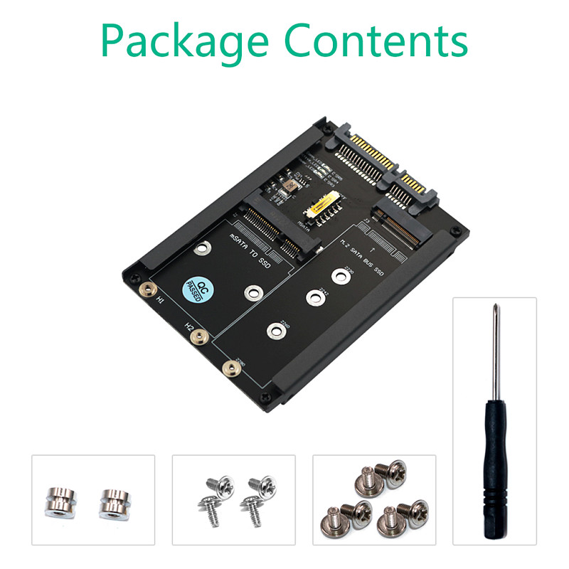 2 in 1 MSATA and B Key/B&M Key SSD to 2.5  SATA III 6Gbps with Frame Bracket for NGFF M.2 Key B SATA3 2230 2242 2260 2280 SSD