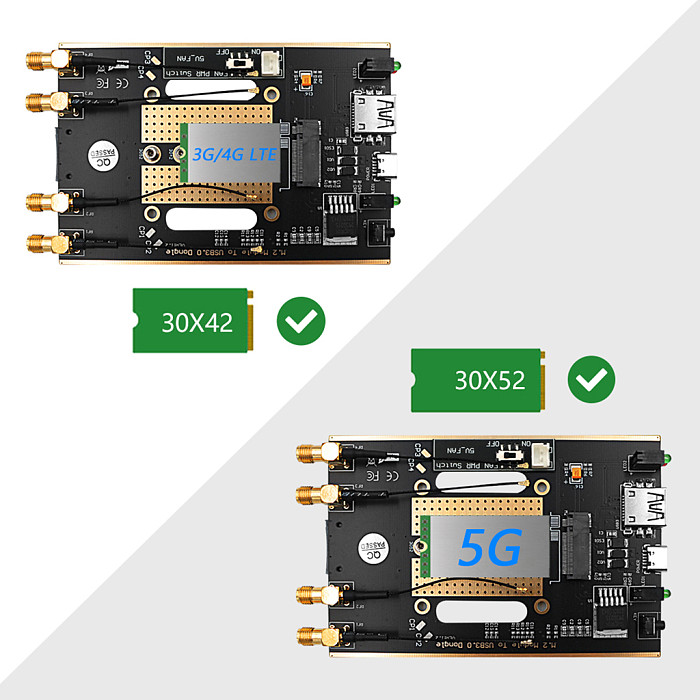 For NGFF M.2 Key B to USB 3.0 Wireless Module Adapter Card Support 3042/3052 Card for 5G 4G LTE GSM Modem for Desktop Laptop PC