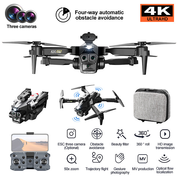 K10MAX HD Ultra Long Endurance Optical Flow Four Sided Obstacle Avoidance Remote Control Quadcopter Children's Toys