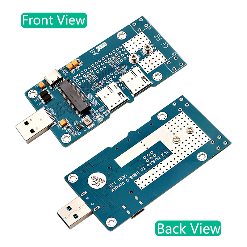 NGFF(M.2)  to USB 3.0 Adapter with Auxiliary Power  and Dual NANO SIM card Slot for 3G/4G/5G Module