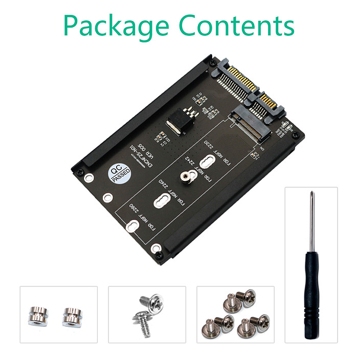 M.2 NGFF key B to 2.5  SATA III Adapter  with Frame Bracket - Retain mSATA SSD as 7mm 2.5