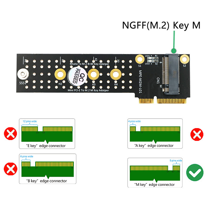 New Version  M.2 (NGFF) NVME SSD to Mini PCI-e Adapter