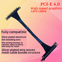 PCI-E 4.0 X16 Server Graphics Card Extension Cable 32GB\S GEN4 for AI Server Braided Mesh Silver-plated Wire GPU Adapter Cable