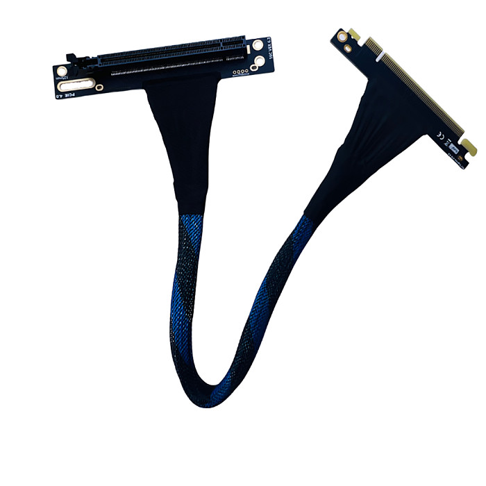 PCI-E 4.0 X16 Server Graphics Card Extension Cable 32GB\S GEN4 for AI Server Braided Mesh Silver-plated Wire GPU Adapter Cable