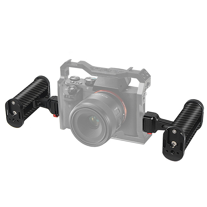 Universal quick release quick release side handle Universal left and right hand grips Height adjustable top and bottom Universal handle for SLR rabbit cage protection frame Suitable for use with 1/4 ale locating holes