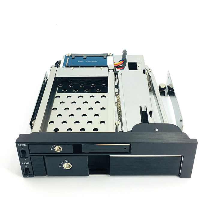 Optical Dual Bay Tray Less Mobile Rack Enclosure For 2.5 Inch 3.5 Inch SATAT III HDD SSD (2 Port USB 3.0 Hub Optional ) Desktop