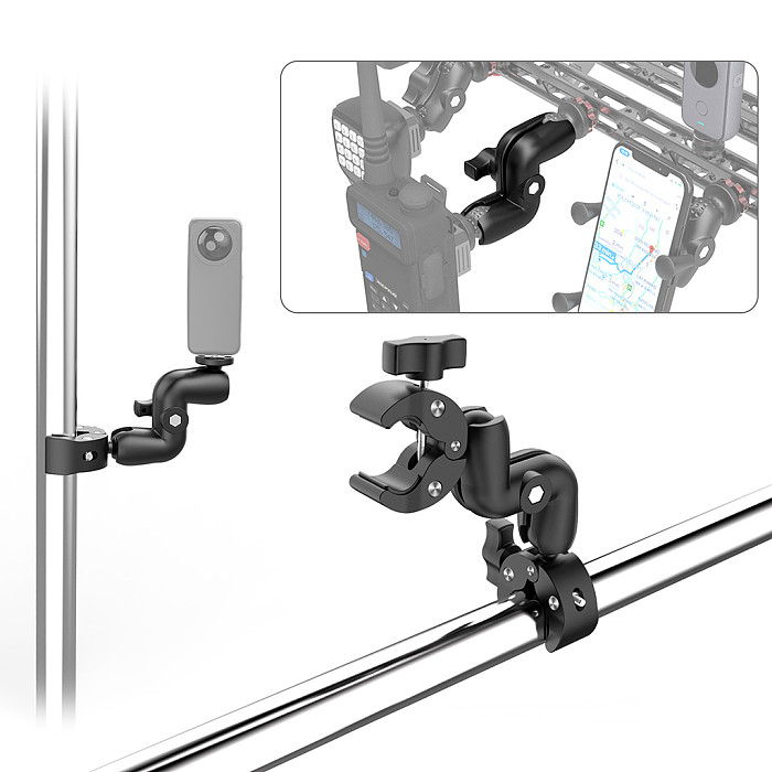Double Head Super Clamp Articulating Magic Arm Adjustable Clip for Umbrella Monitor LED Light Photography Studio Rail Tube Video