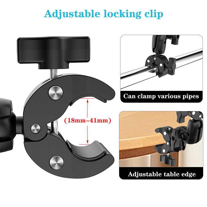 Double Head Super Clamp Articulating Magic Arm Adjustable Clip for Umbrella Monitor LED Light Photography Studio Rail Tube Video