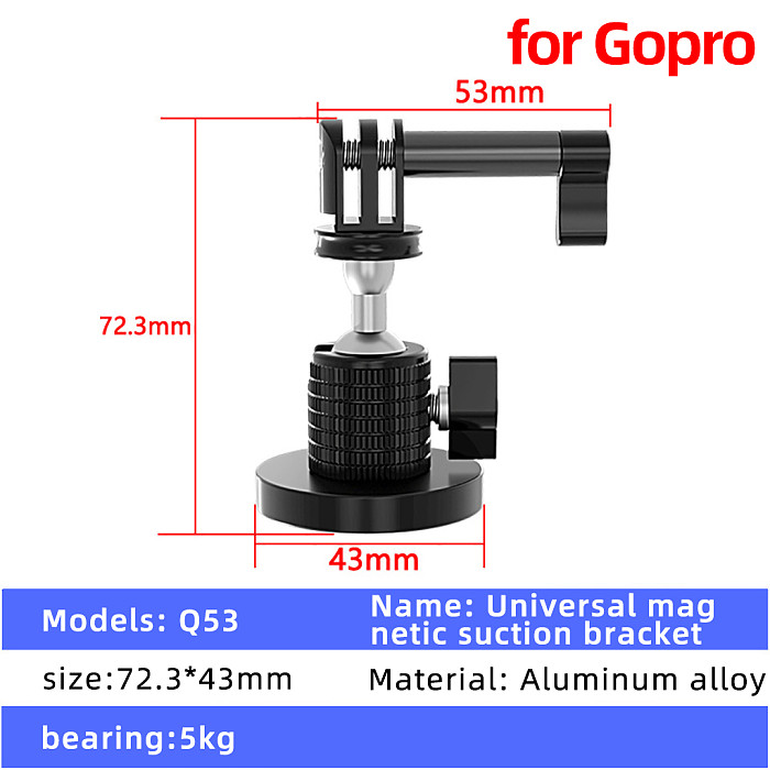 Strong Magnetic Suction Base Bracket Tripod Ball Head Mount Car Camera Holder for GoPro12 11 10 8 for Insta360 For DJI Action