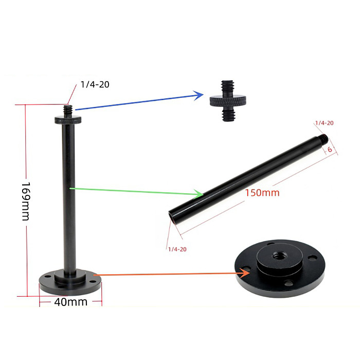 Outdoor Camping Flat Gas Conversion Adapter Light DIY Stand Bracket Aluminum Lantern Camp Desk Light Holder Extended Pole 1/4-20