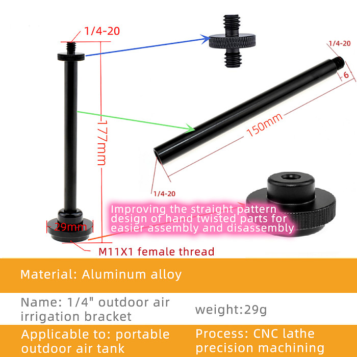 Outdoor Camping Flat Gas Conversion Adapter Light DIY Stand Bracket Aluminum Lantern Camp Desk Light Holder Extended Pole 1/4-20