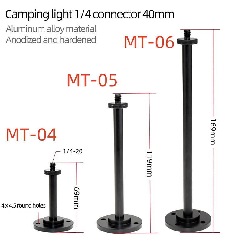 Outdoor Camping Flat Gas Conversion Adapter Light DIY Stand Bracket Aluminum Lantern Camp Desk Light Holder Extended Pole 1/4-20