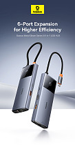 Baseus Metallic Shimmer Series 2 6-in-1 USB HUB Docking Station USB C Hub Type C to HDMI-compatible USB Adapter Ethernet Port 