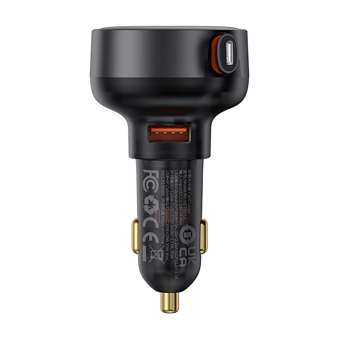 Baseus Car Charger U+Type-C Retractable Cable 60W U+iP Retractable Cable 55W