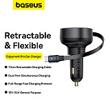 Baseus Enjoyment Pro Car Charger C/U +Retractable  C & iP/Type-C Cable 60W/55W For Car 